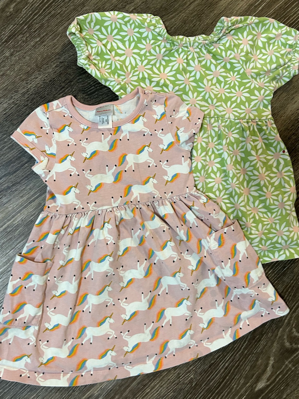 Hanna Andersson Lot of 2 Girls Printed Dresses Size 3T Floral Unicorn Cotton